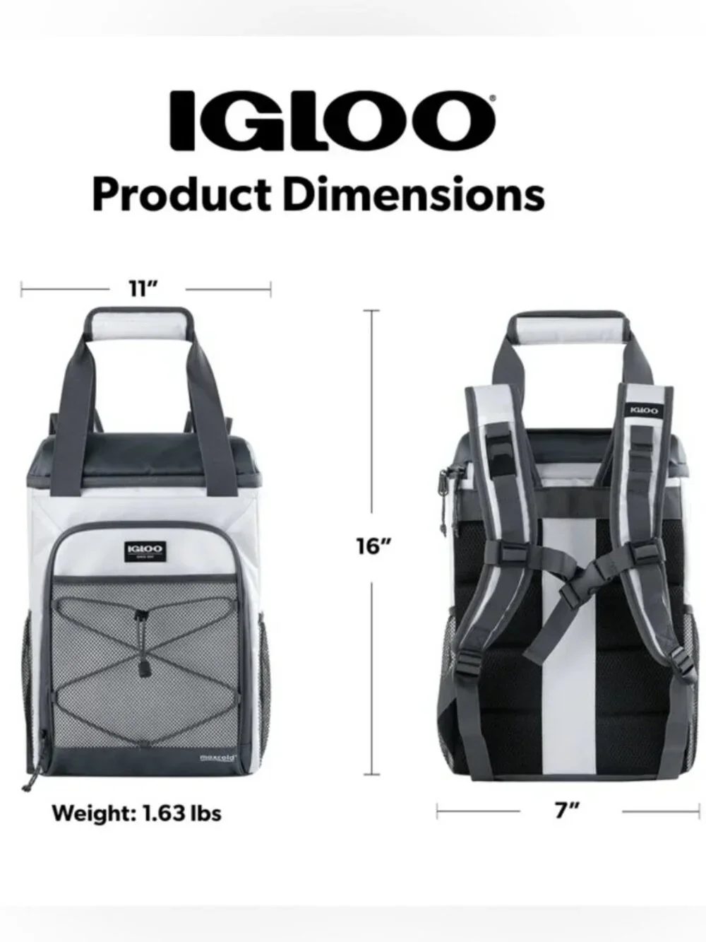 NWT Igloo Marine MaxCold 28 Can Backpack Cooler Soft Insulated White and Grey